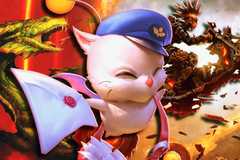 Shivan Dragon, a Moogle, and art from Aetherdrift from Magic: The Gathering.